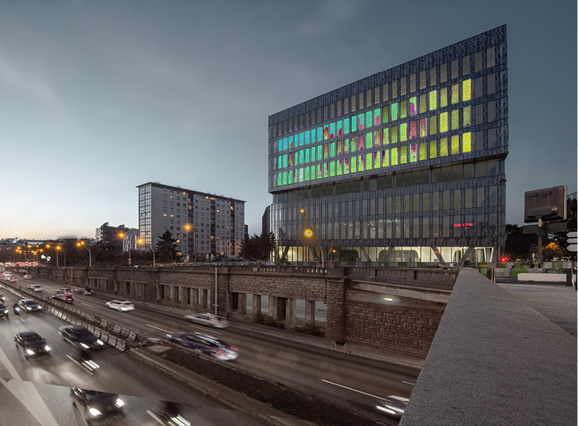 XTU architects builds multi-use complex in paris with a screen-printed glass façade designboom