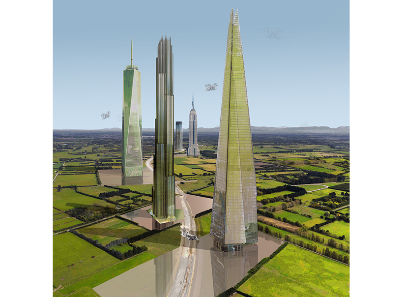 XTU inserts skyscrapers along weaving country roads to imagine a linear city designboom