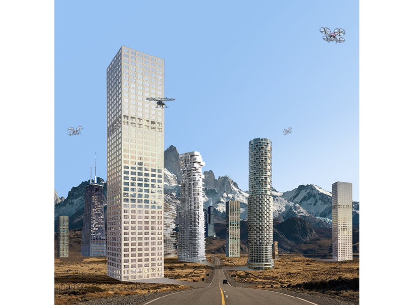 XTU inserts skyscrapers along weaving country roads to imagine a linear city designboom