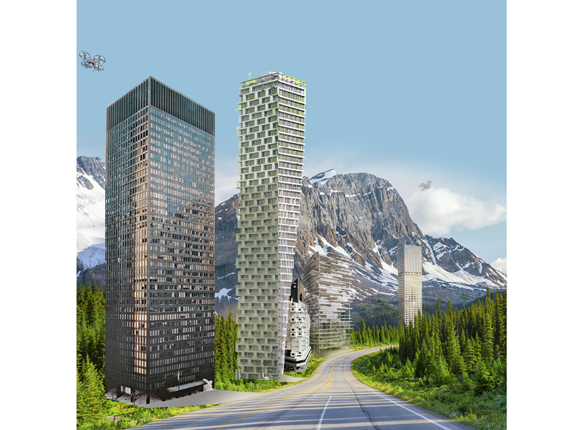 XTU inserts skyscrapers along weaving country roads to imagine a linear city designboom