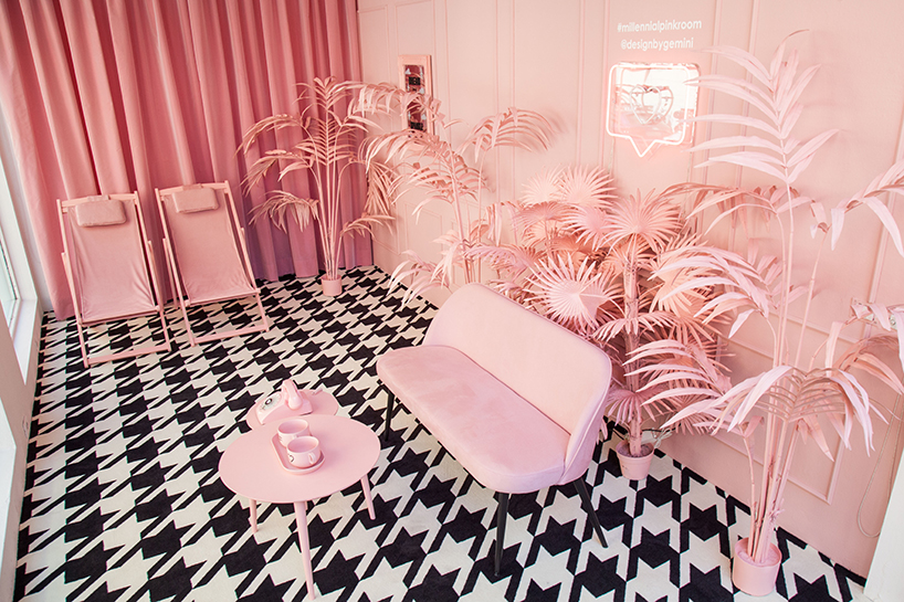 designbygemini paints palm trees in millennial pink at milan design week
