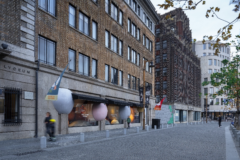 WAY studio creates a dreamy window display with gigantic balls of yarn in shanghai designboom