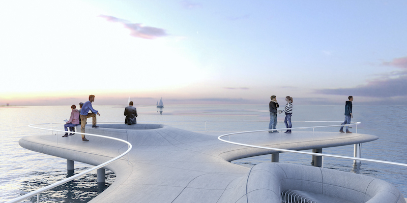 organic pedestrian pier by WAY studio in china, draws from isamu noguchi's method of abstraction