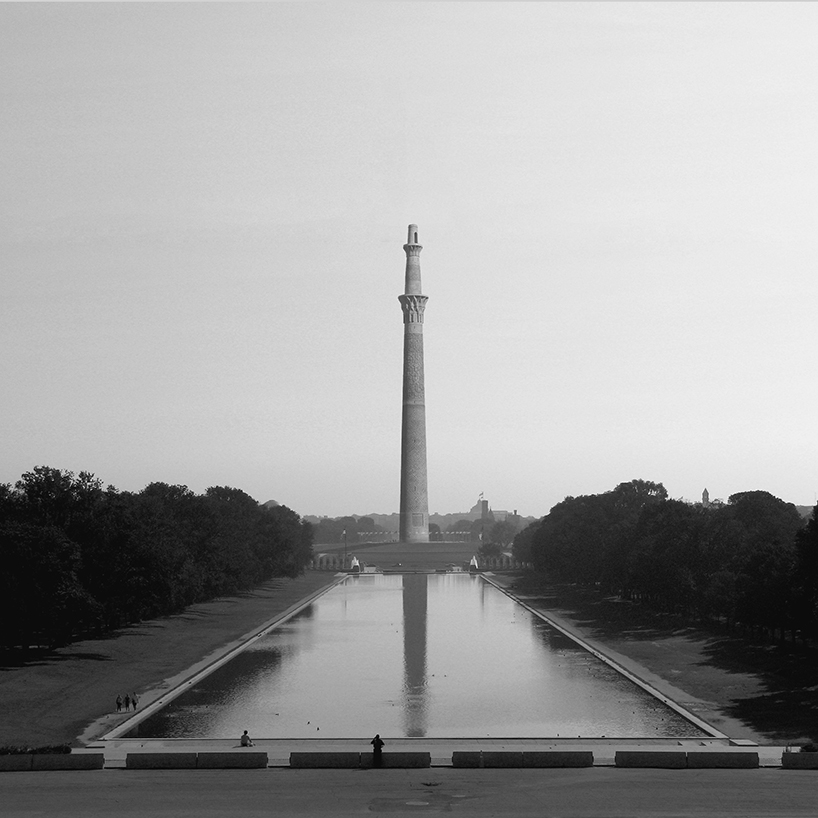 mohammad hassan forouzanfar combines iranian and american landmarks for 'peace' project