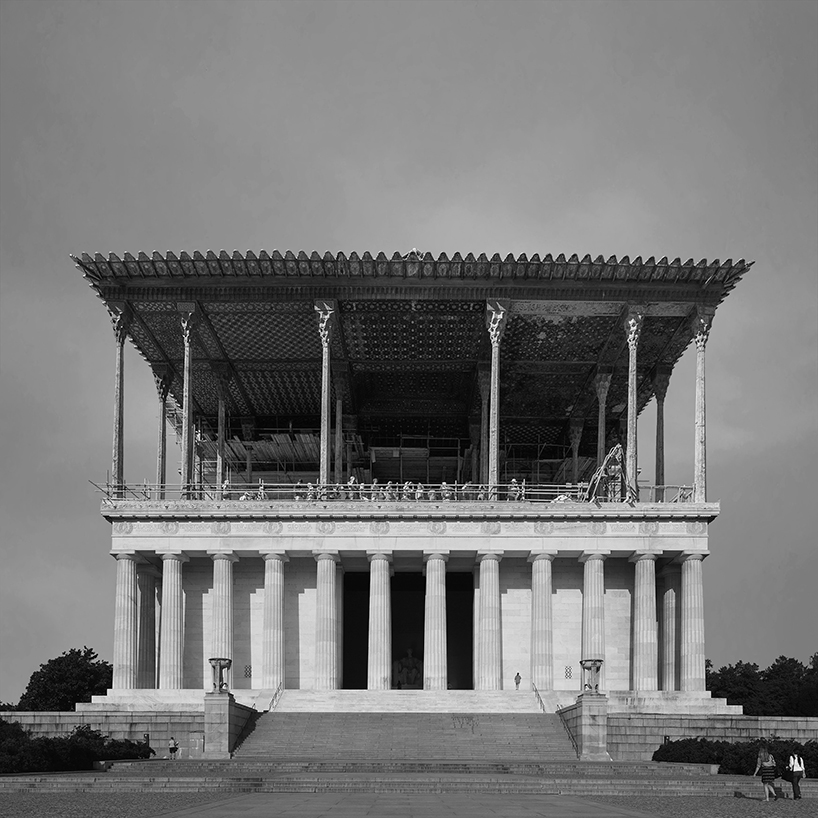 mohammad hassan forouzanfar combines iranian and american landmarks for 'peace' project