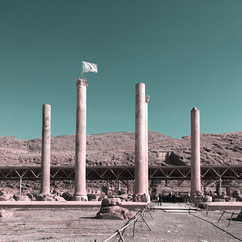 mohammad hassan forouzanfar raises a white flag across world heritage sites in iran designboom