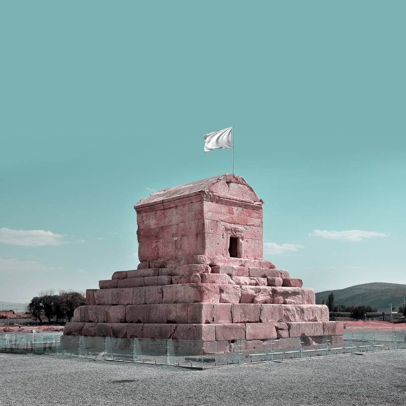 mohammad hassan forouzanfar raises a white flag across world heritage sites in iran designboom