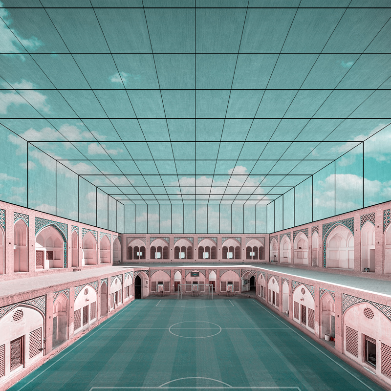 mohammad hassan forouzanfar imagines new realities for traditional architectural landmarks of iran