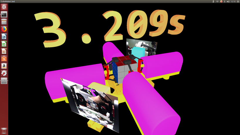 quad arm robot solves the rubik's cube in about three seconds