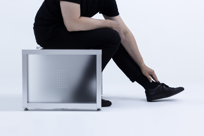 1/plinth studio builds furniture out of industrial aluminum louver and translucent acrylic