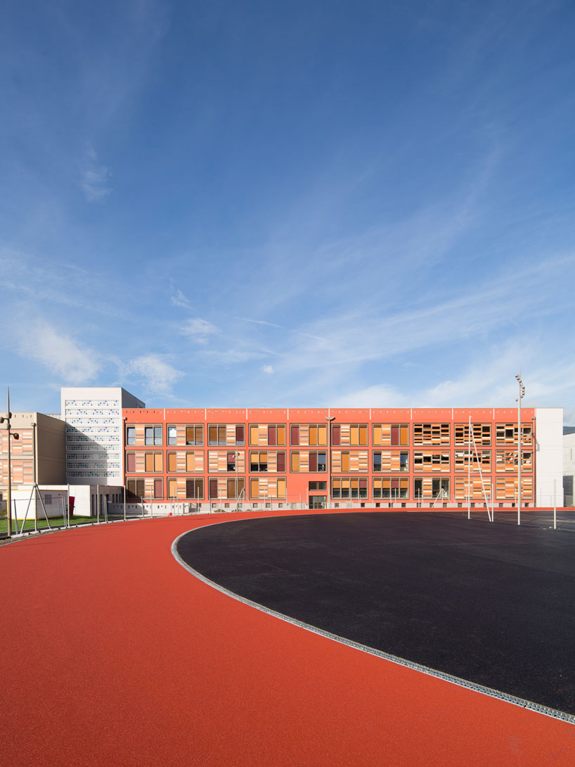 colorful brick cladding adorns chatillon architectes' school campus in france