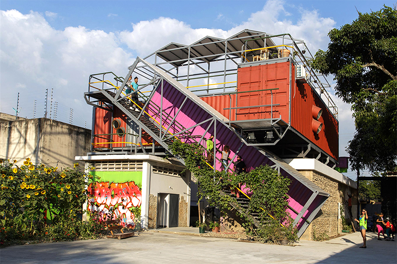 pico colectivo stacks shipping containers to make cultural center in venezuela