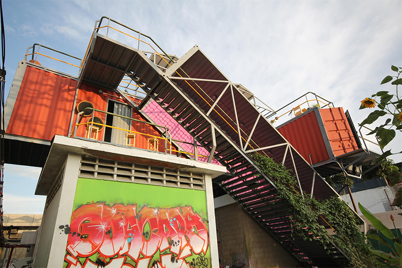 pico colectivo stacks shipping containers to make cultural center in venezuela