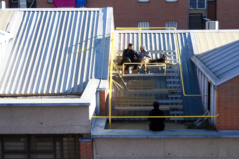 pico colectivo implant on the roof exstand a madrid warehouse by building a gathering spot on the roof designboom