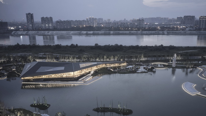 XAA's lakeside academy appears to float on water in meishan city, china designboom