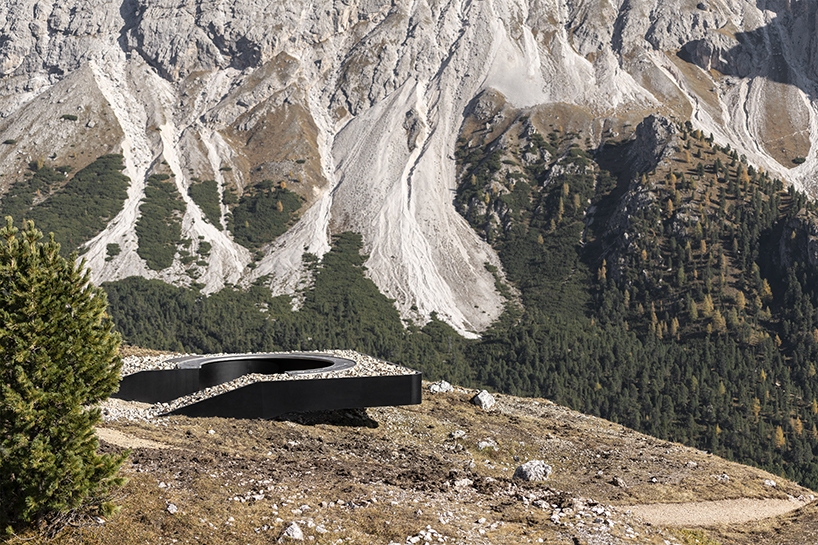 messner architects designs a sculptural viewpoint in world heritage site dolomites unesco designboom