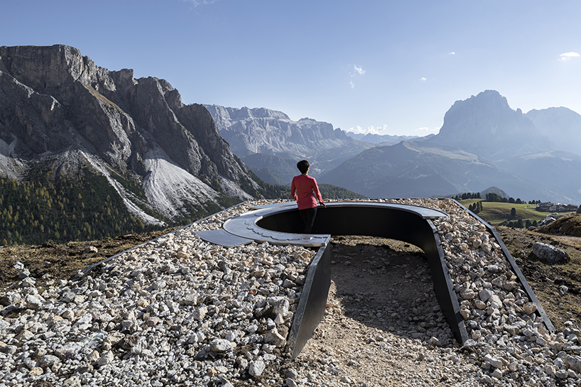 messner architects designs a sculptural viewpoint in world heritage site dolomites unesco designboom
