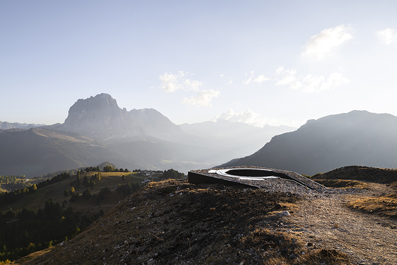 messner architects designs a sculptural viewpoint in world heritage site dolomites unesco designboom