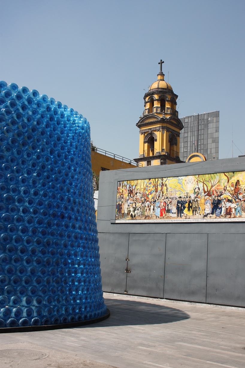 architects build a pavilion of 2500 plastic bottles in the center of mexico city - 2
