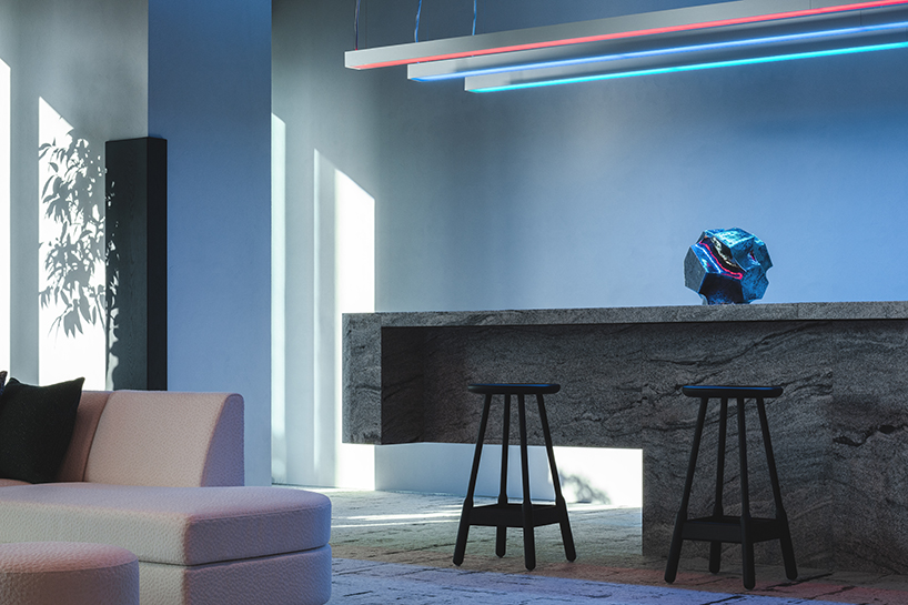 minimal lines & radiant fluorescent lighting enliven I IN’s futuristic office in tokyo