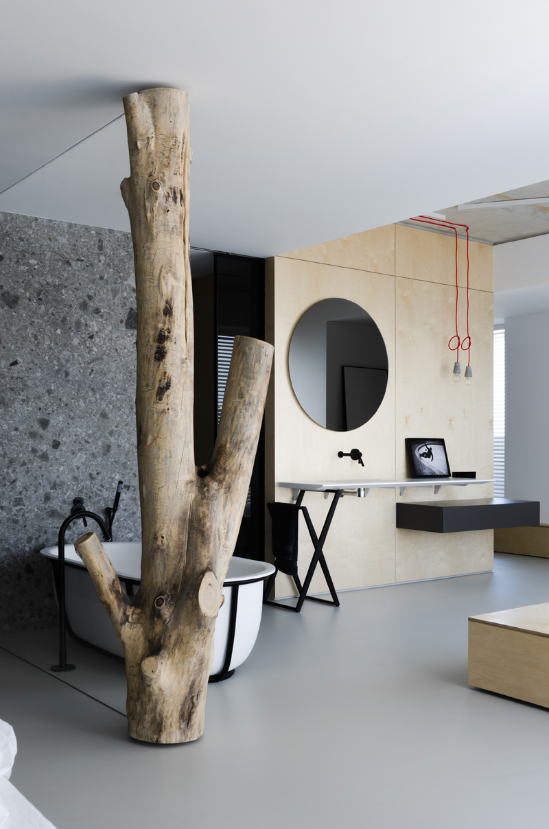 line architects creates 'soft loft' interior in moldova using subtle contrasts