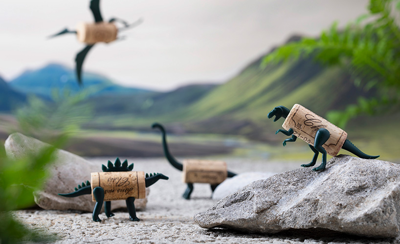 monkey business goes prehistoric with a series of dinosaur corkers designboom