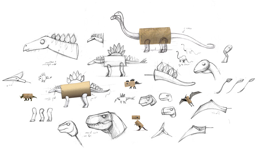 monkey business goes prehistoric with a series of dinosaur corkers designboom