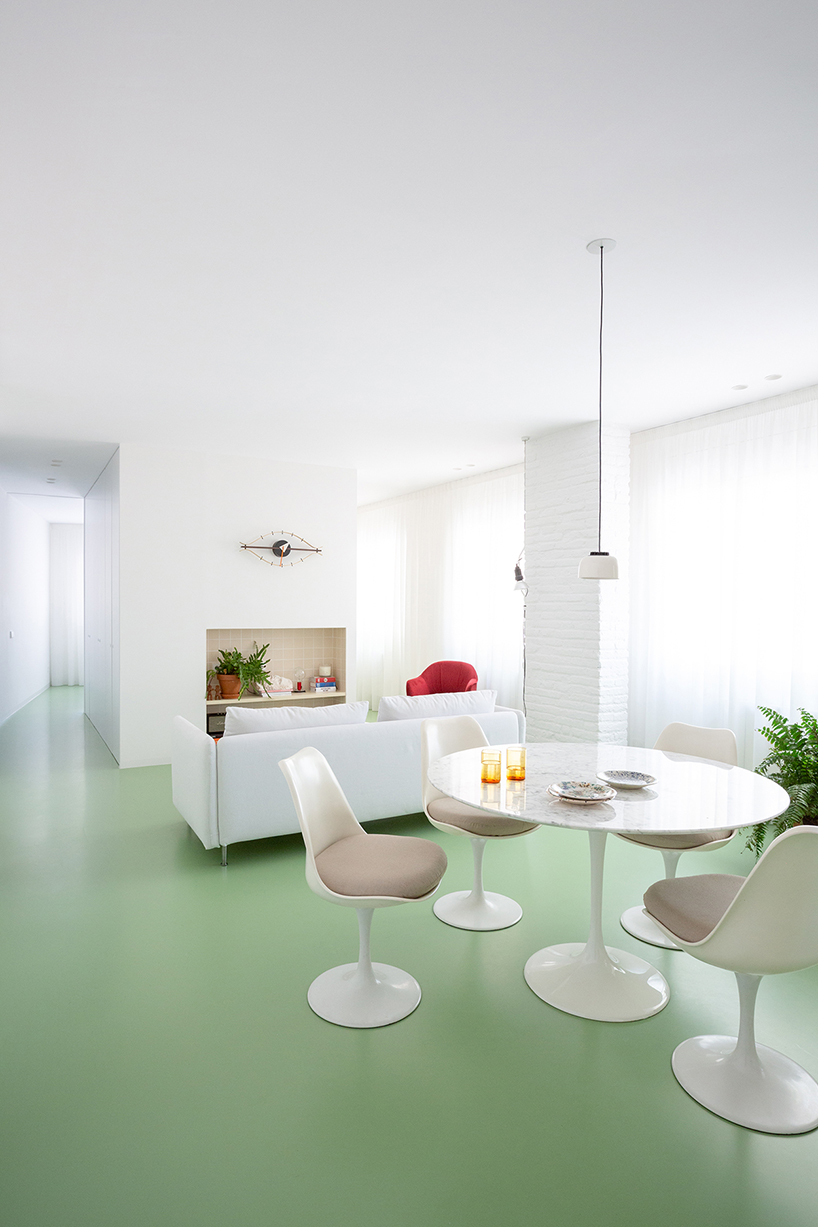 nada designs the picasso apartment in barcelona with a continuous green floor designboom