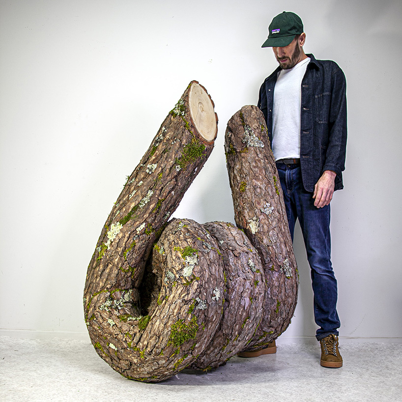 monsieur plant contorts fantastical tree trunk sculptures to explore the powers of nature