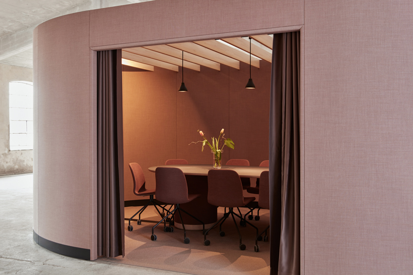 kauppi & kauppi designs oval meeting pods that favor acoustics for glimakra of sweden