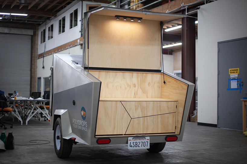 the polydrop trailer is a lightweight portable living space for comfortable travelling designboom
