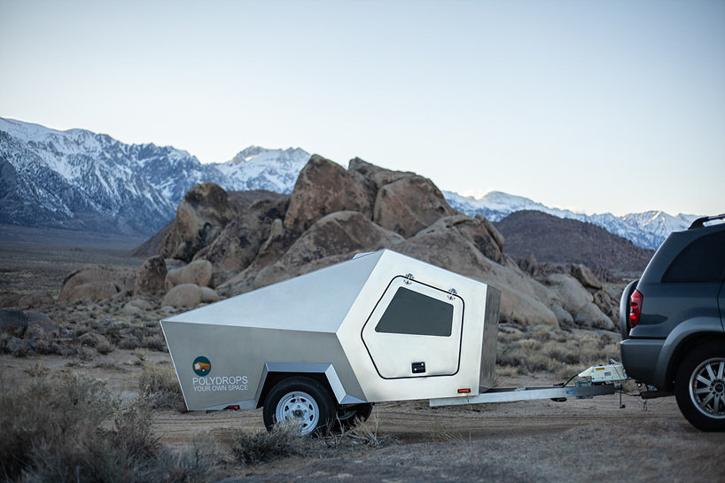 the polydrop trailer is a lightweight portable living space for comfortable travelling designboom