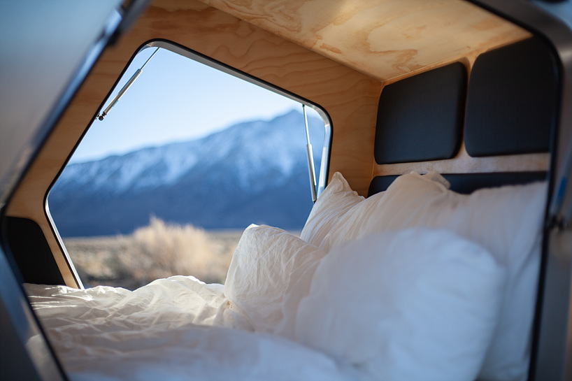 the polydrop trailer is a lightweight portable living space for comfortable travelling designboom