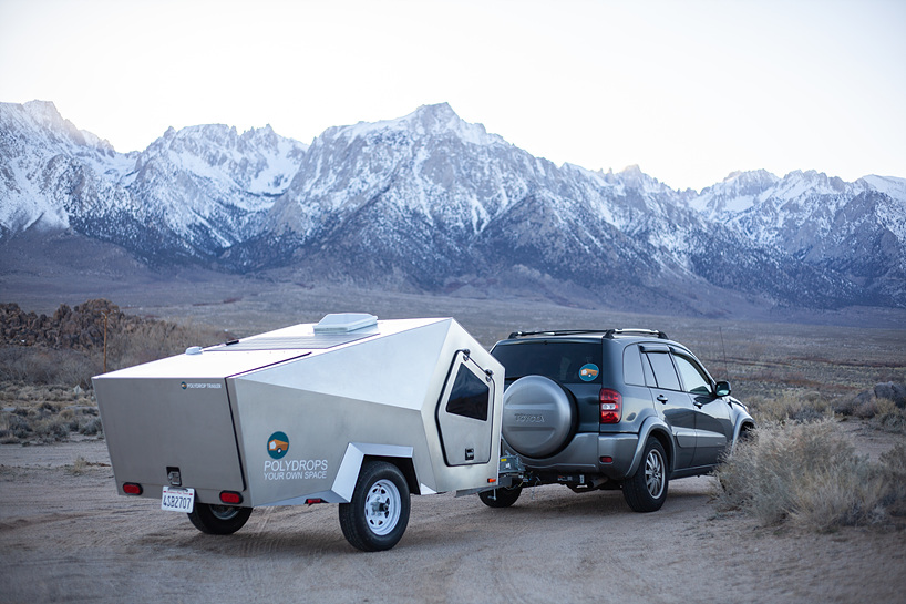 the polydrop trailer is a lightweight portable living space for comfortable travelling designboom