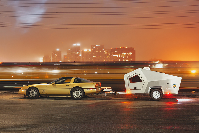 the polydrop trailer is a lightweight portable living space for comfortable travelling designboom