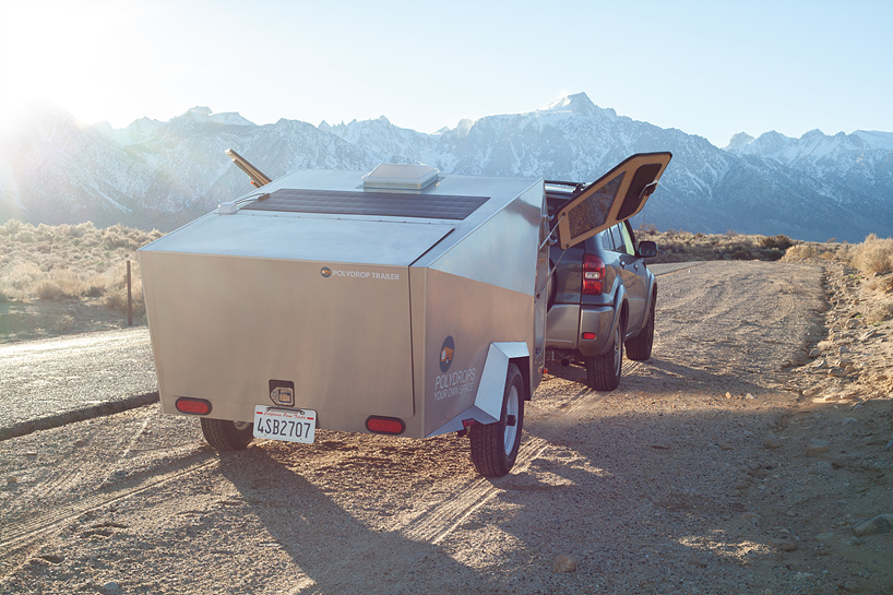 the polydrop trailer is a lightweight portable living space for comfortable travelling designboom