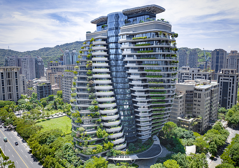 vincent callebaut's residential tower inspired by DNA forms vertical forest in taipei