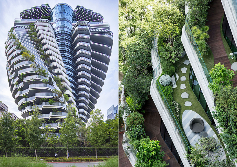 vincent callebaut's residential tower inspired by DNA forms vertical forest in taipei