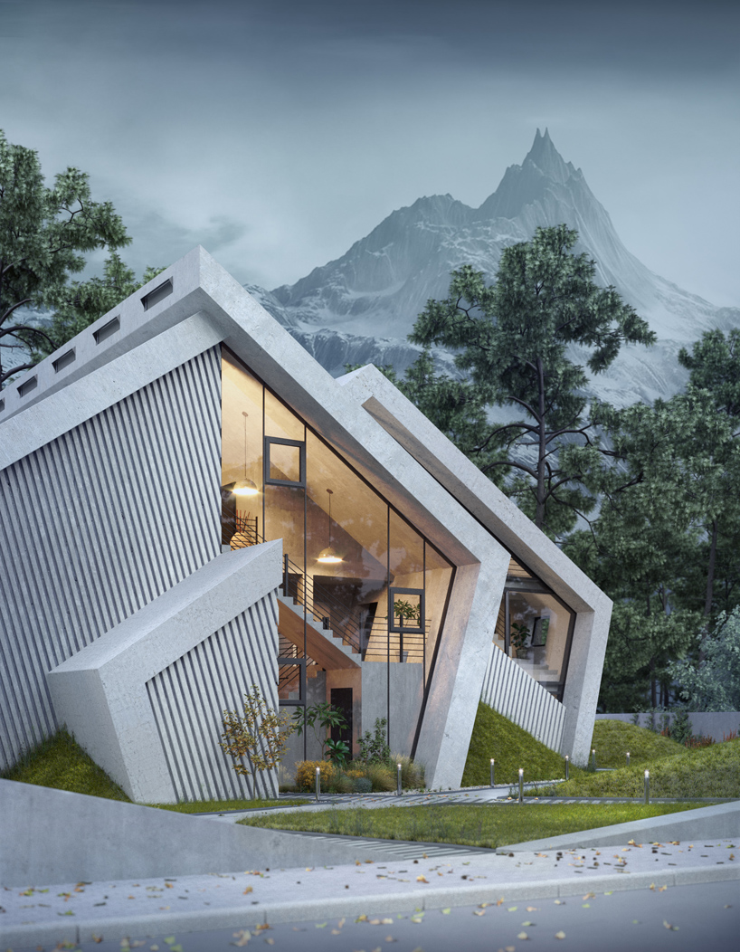the concrete 'pentahouse' by wamhouse is inspired the shape
