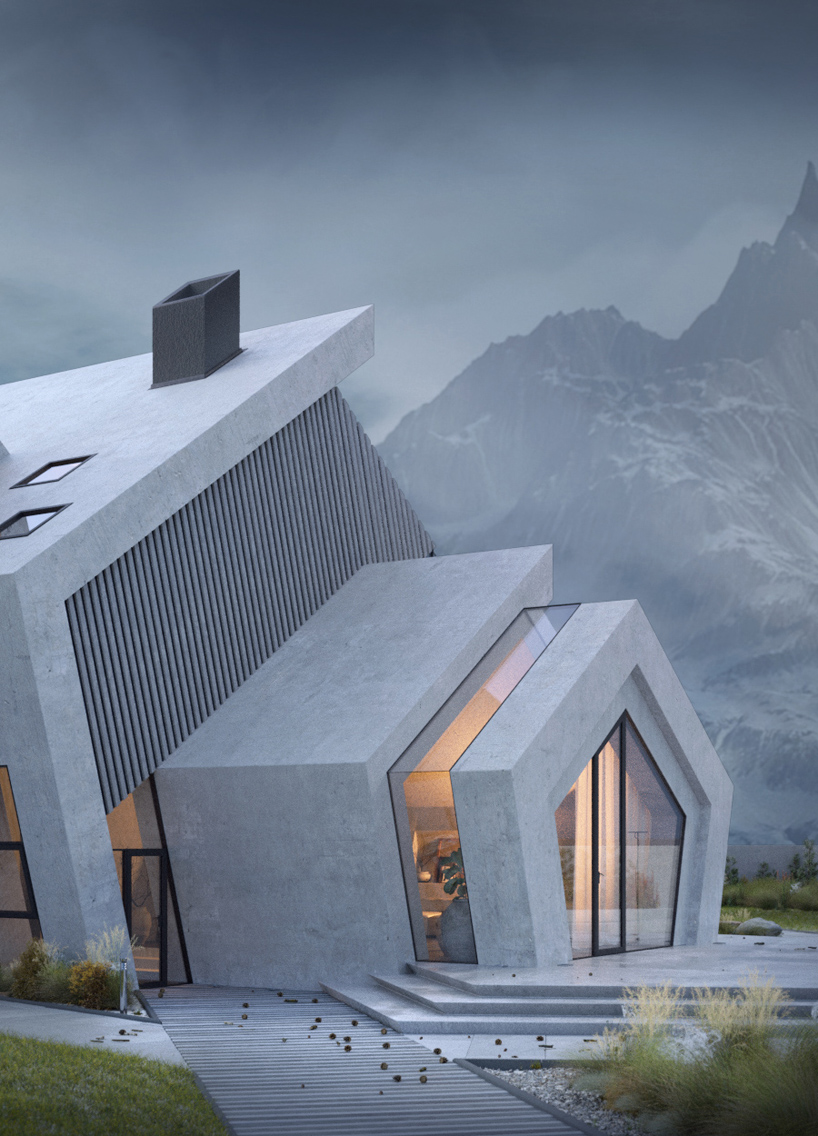 the concrete 'pentahouse' by wamhouse studio is inspired the shape of mountains designboom