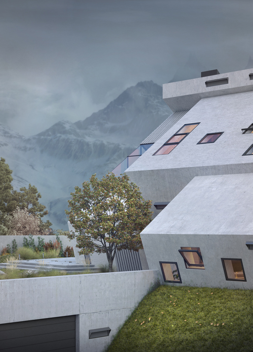 the concrete 'pentahouse' by wamhouse studio is inspired the shape of mountains designboom