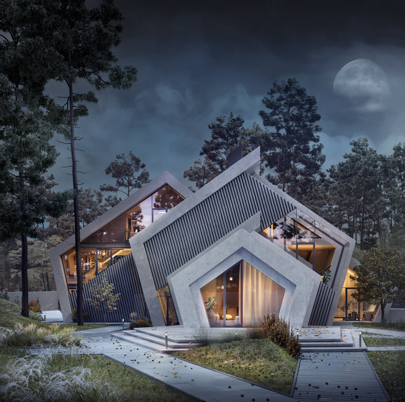 the concrete 'pentahouse' by wamhouse studio is inspired the shape of mountains designboom