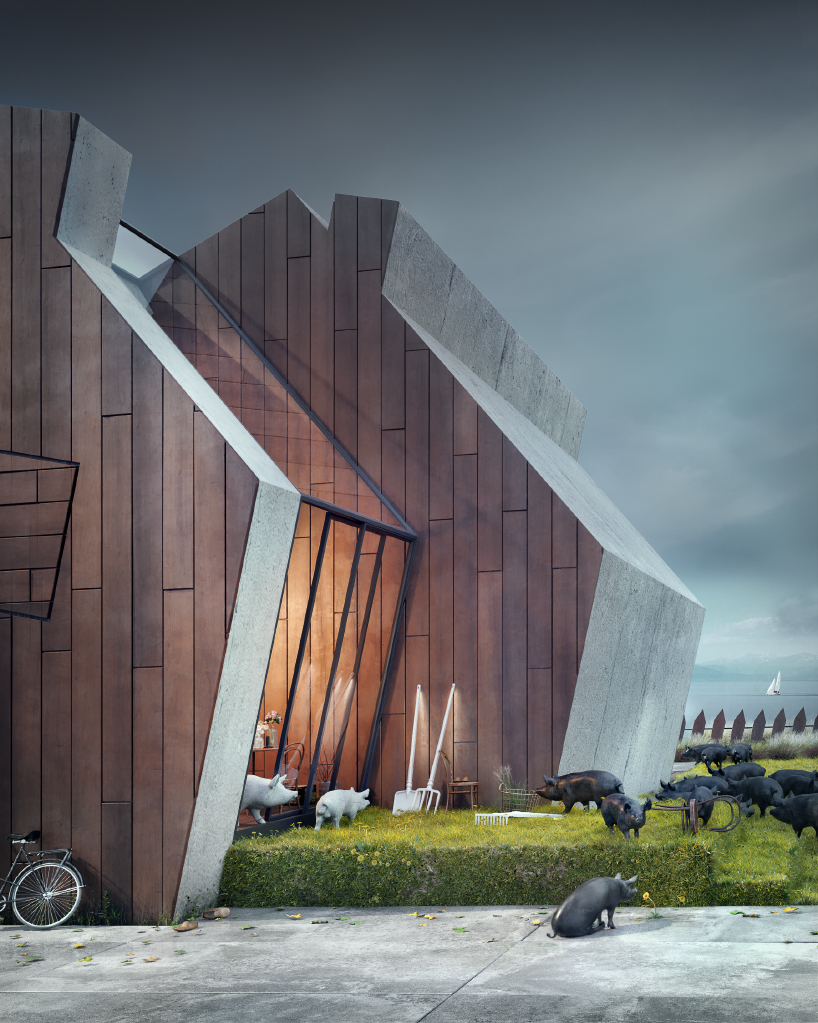 greenhouse by wamhouse studio is a modern cottage covered in timber and grass designboom