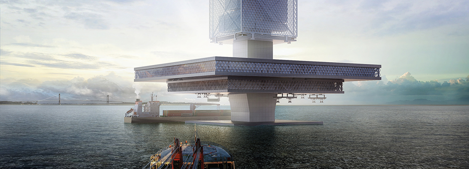 FILTRATION is a floating skyscraper envisioned to recycle ocean garbage
