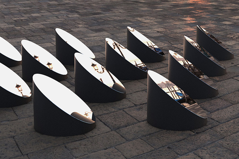 the AZIMUT moving art installation offers a fragmented view of venice's architecture designboom