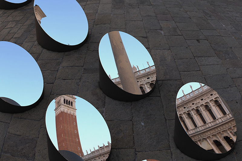 the AZIMUT moving art installation offers a fragmented view of venice's architecture designboom