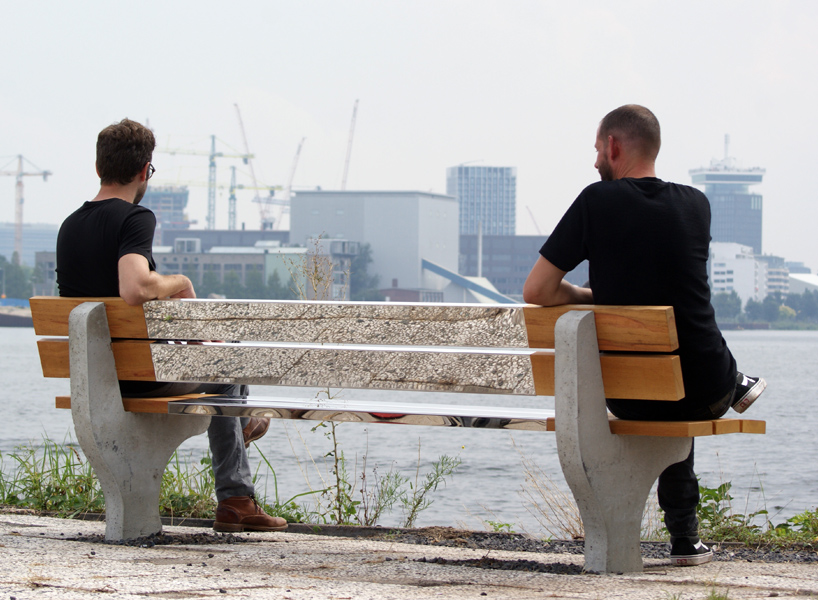 studio 212 fahrenheit creates a mirrored bench for our 1.5 meter society designboom
