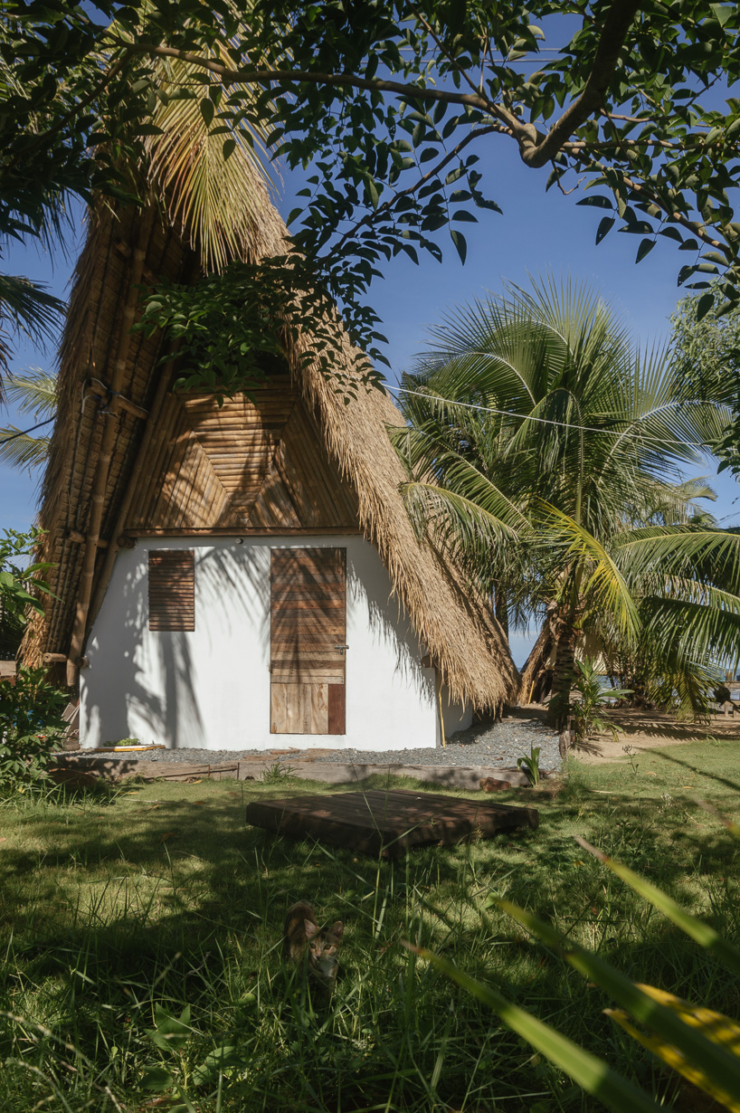 estudio cavernas builds a beach getaway using bettle nut palm trunks and bamboo on the shores of cambodia 7