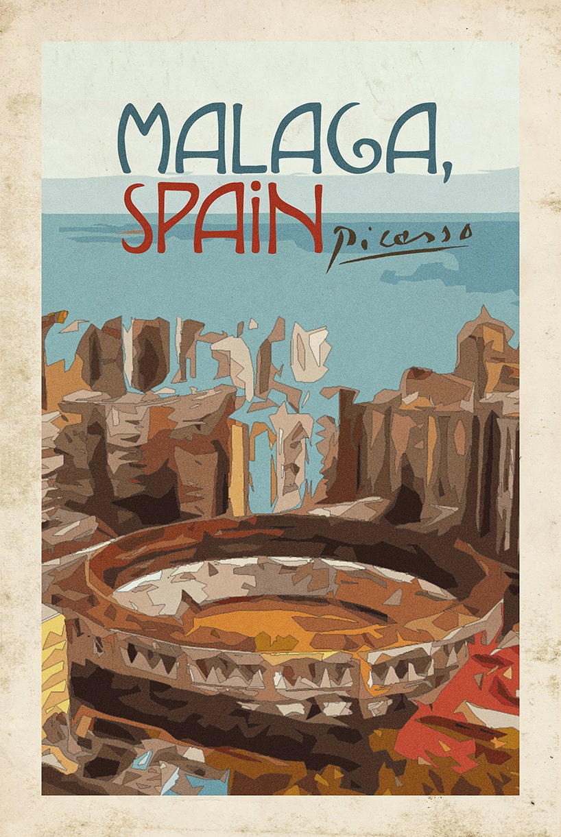 artsupplies creates retro travel posters in the style of famous artists designboom