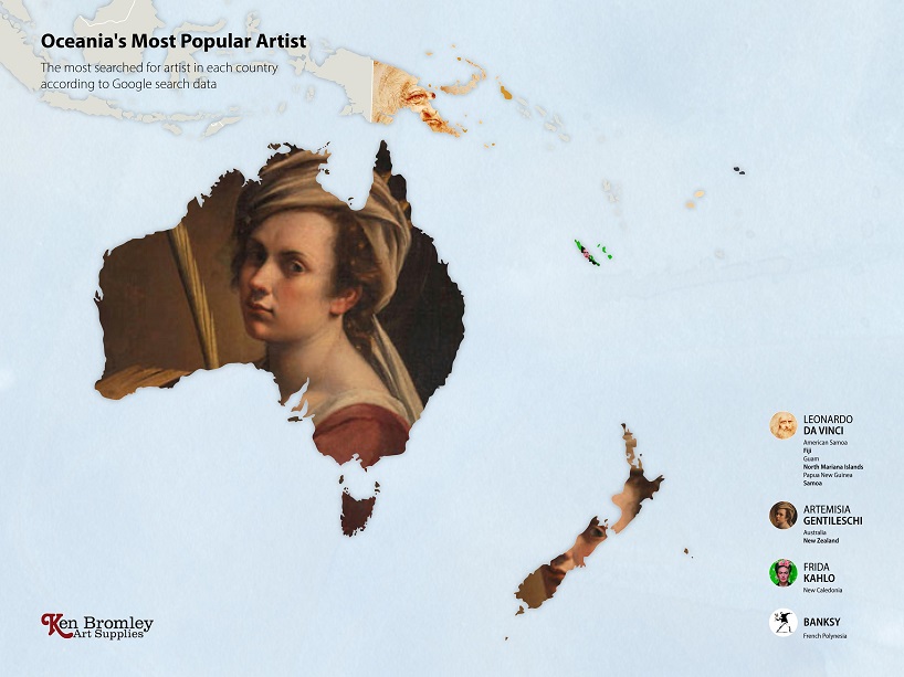 artsupplies reveals the world's most googled artists around the world designboom